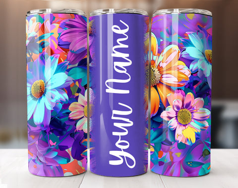 Add Your Own Text Floral Tumbler Wrap