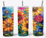 20 Oz Alcohol Ink Sunflower Skinny Tumbler Wrap