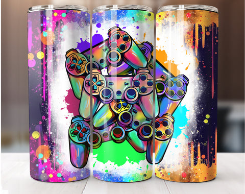 Game Controllers 20 oz Tumbler Wrap Template