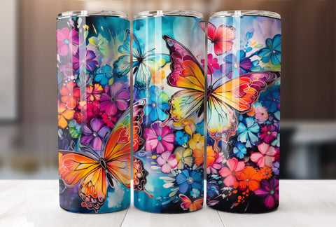 20 Oz Alcohol Ink Butterfly Tumbler Wrap
