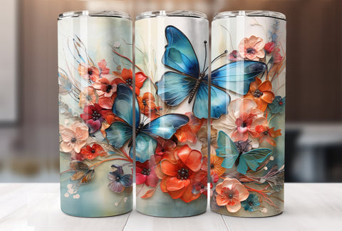 20 Oz Alcohol Ink Butterfly Tumbler Wrap
