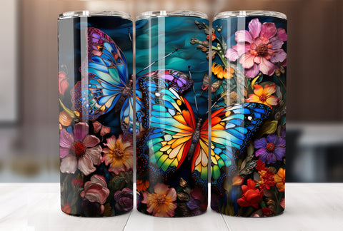 20 Oz Stained Glass Butterfly Tumbler Wrap