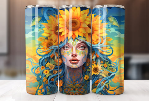 Sunflower Woman 20 Oz Tumbler Wrap