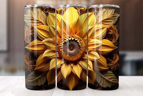 3D Sunflower 20 Oz Tumbler Wrap