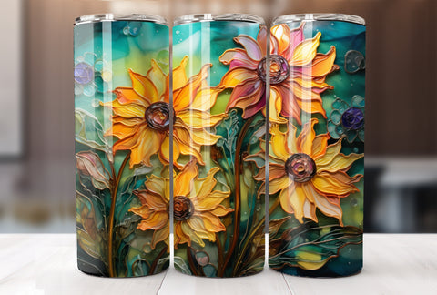 Alcohol Ink Sunflower 20 Oz Tumbler Wrap