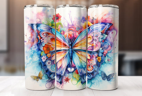 20 Oz Watercolor Butterfly Tumbler Wrap