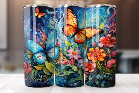 20 Oz Watercolor Butterfly Tumbler Wrap