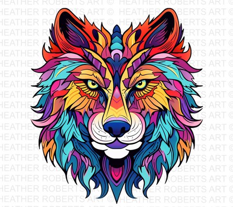 Psychedelic Wolf PNG