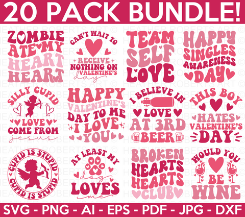 Retro Anti-Valentine SVG Bundle