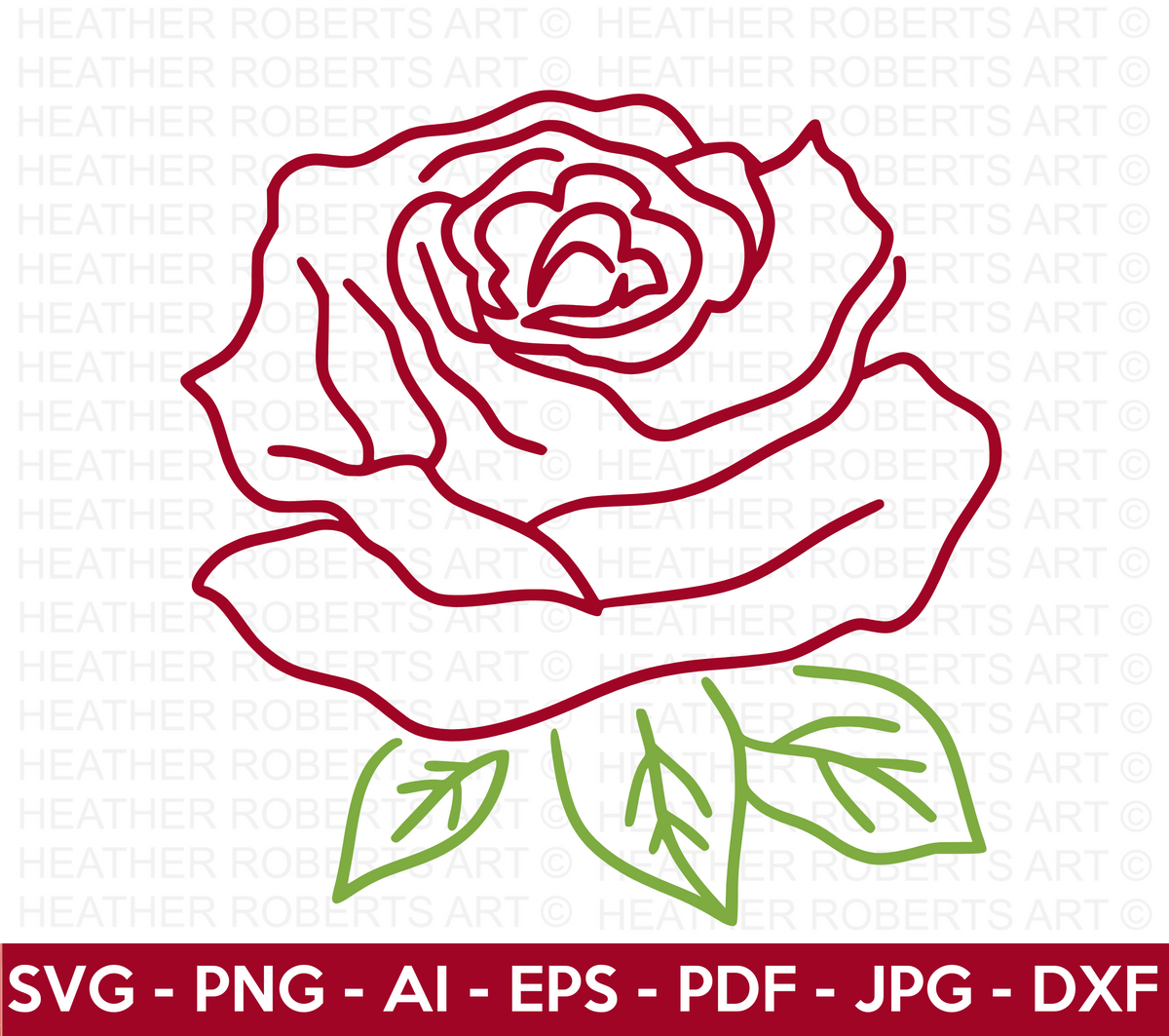 Rose Line Art SVG – Heather Roberts Art