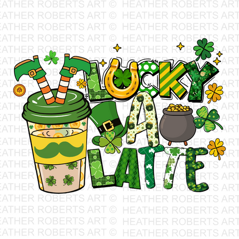 St Patrick's Day Lucky A Latte PNG