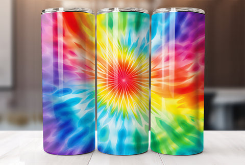 Rainbow Tie Dye 20 Oz Skinny Tumbler Sublimation Wrap