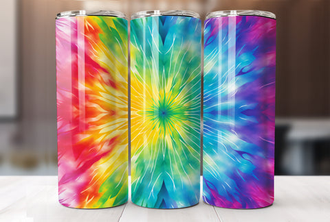 Rainbow Tie Dye 20 Oz Skinny Tumbler Sublimation Wrap