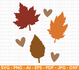 Autumn Leaves and Hearts SVG