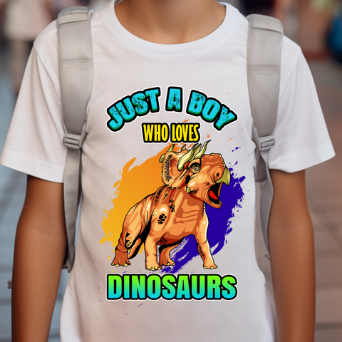 Just A Boy Who Loves Dinosaurs Sublimation PNG