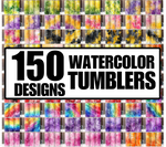 150 Watercolor Tumbler Wrap PNG Sublimation Designs Mega Bundle