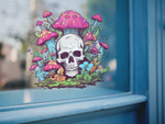 Psychedelic Magic Mushrooms and Skull PNG