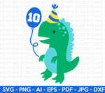 10th Dinosaur Birthday SVG