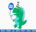 11th Dinosaur Birthday SVG