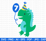 7th Dinosaur Birthday SVG