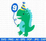 9th Dinosaur Birthday SVG