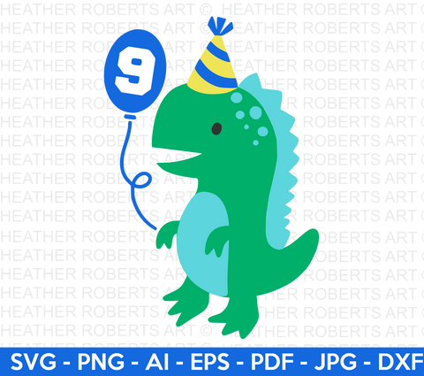 9th Dinosaur Birthday SVG