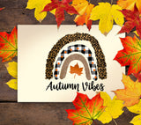 Autumn Rainbow PNG: Leopard, Plaid, and Maple Leaf