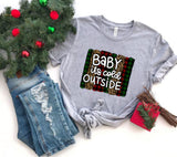 Baby It's Cold Outside PNG: Plaid Christmas Sublimation Design