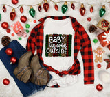 Baby It's Cold Outside PNG: Plaid Christmas Sublimation Design