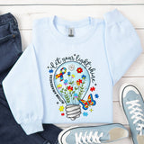 Autism Awareness Lightbulb PNG: Floral Puzzle Ribbon Sublimation
