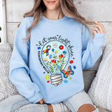 Autism Awareness Lightbulb PNG: Floral Puzzle Ribbon Sublimation
