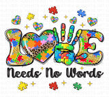 Autism Awareness Png: Love Needs No Words, Ribbon Puzzle