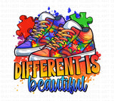 Autism Awareness Sneaker PNG: Colorful Puzzle Design