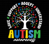 Autism Awareness Tree PNG: Love, Support, Acceptance