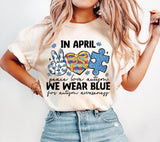 Autism Awareness Png: In April We Wear Blue, Glitter Puzzle