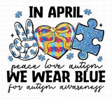 Autism Awareness Png: In April We Wear Blue, Glitter Puzzle