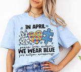 Autism Awareness Png: In April We Wear Blue, Glitter Puzzle