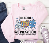 Autism Awareness Png: In April We Wear Blue, Glitter Puzzle