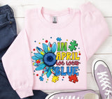 Autism Awareness Sunflower PNG: In April We Wear Blue