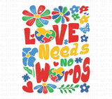 Boho Floral Autism Awareness PNG: Love Needs No Words