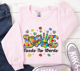 Autism Awareness Png: Love Needs No Words, Ribbon Puzzle