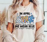 Autism Awareness Png: In April We Wear Blue, Glitter Puzzle