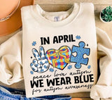 Autism Awareness Png: In April We Wear Blue, Glitter Puzzle