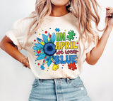Autism Awareness Sunflower PNG: In April We Wear Blue