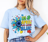 Autism Awareness Sunflower PNG: In April We Wear Blue