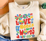 Boho Floral Autism Awareness PNG: Love Needs No Words