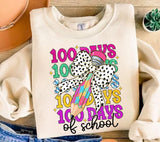 100 Days of School PNG: Brushstroke Teacher Design