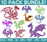 Floral Dragon SVG Bundle