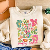 Boho Easter Bunny PNG: Glitter Floral Spring Design