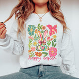 Boho Easter Bunny PNG: Glitter Floral Spring Design